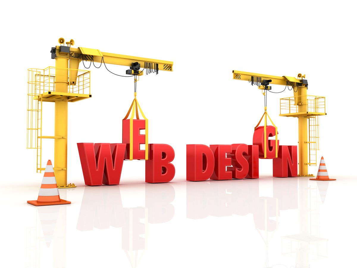 Cranes building the WEB DESIGN Word